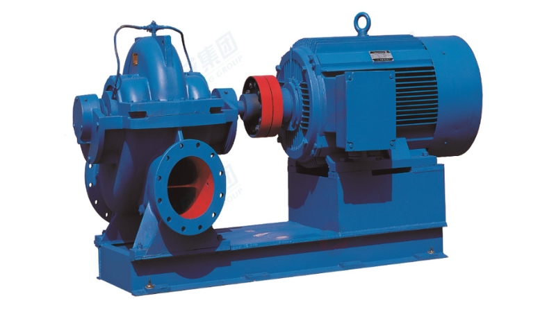 Liancheng split-case pump with motor and base, official catalogue image
